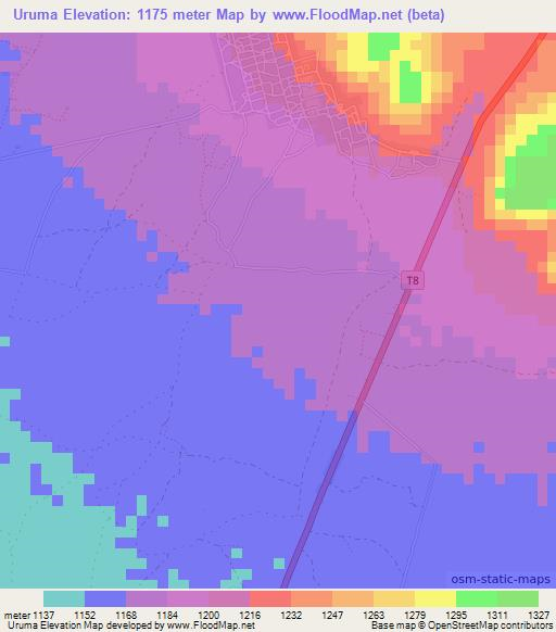 Uruma,Tanzania Elevation Map