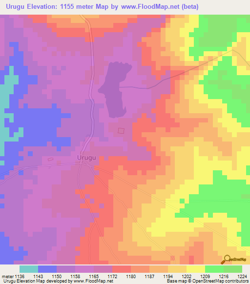 Urugu,Tanzania Elevation Map