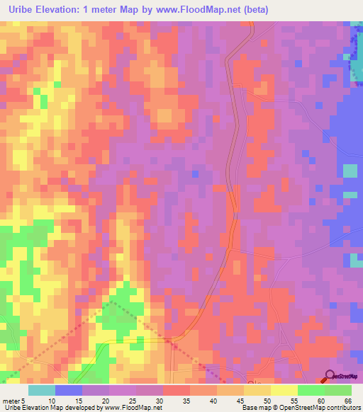 Uribe,Tanzania Elevation Map