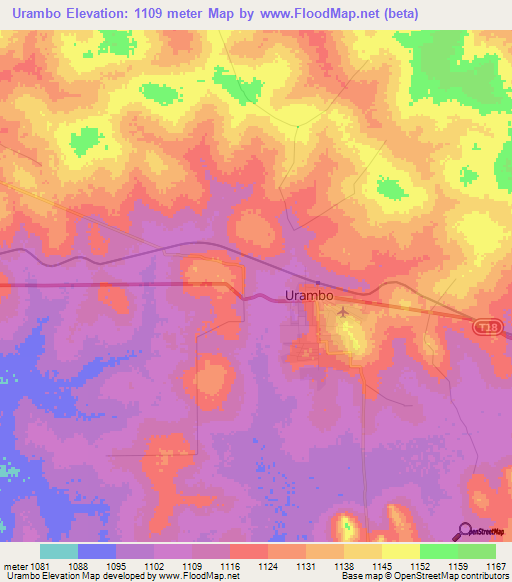 Urambo,Tanzania Elevation Map