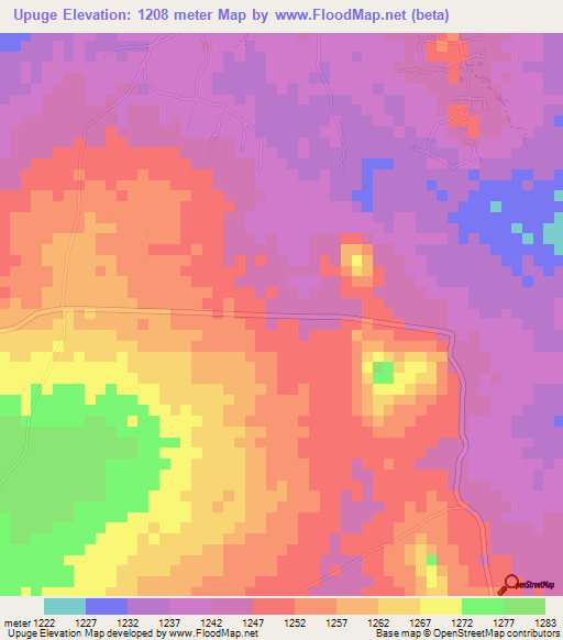 Upuge,Tanzania Elevation Map