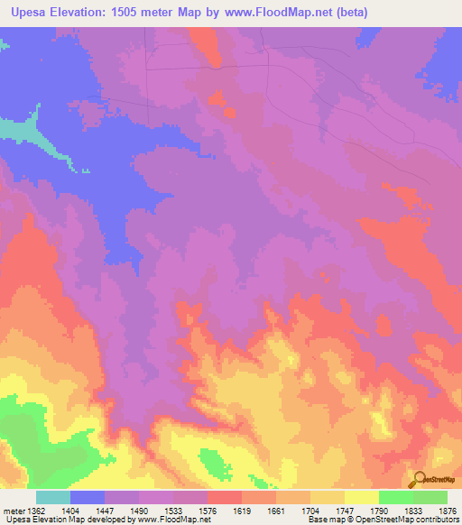 Upesa,Tanzania Elevation Map