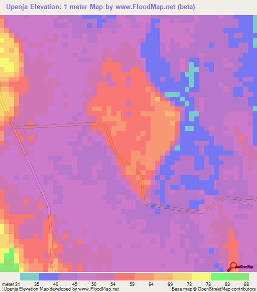 Upenja,Tanzania Elevation Map