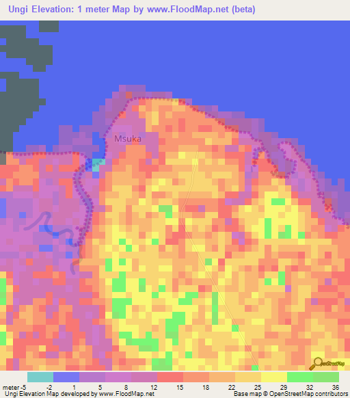 Ungi,Tanzania Elevation Map