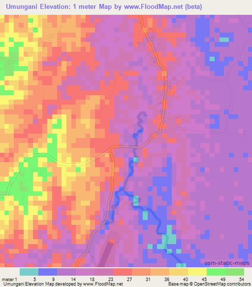 Umungani,Tanzania Elevation Map