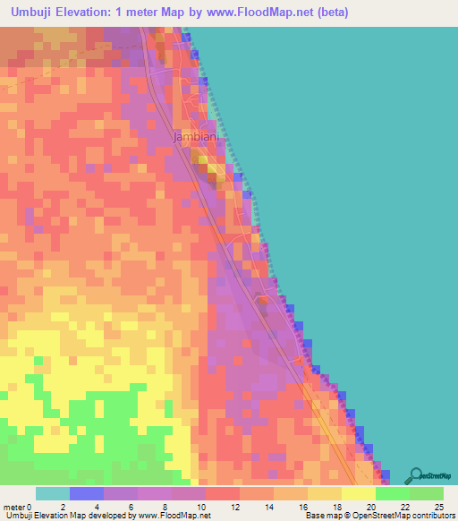 Umbuji,Tanzania Elevation Map