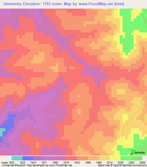 Umbamba,Tanzania Elevation Map