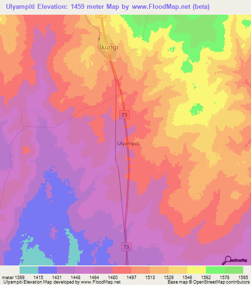 Ulyampiti,Tanzania Elevation Map