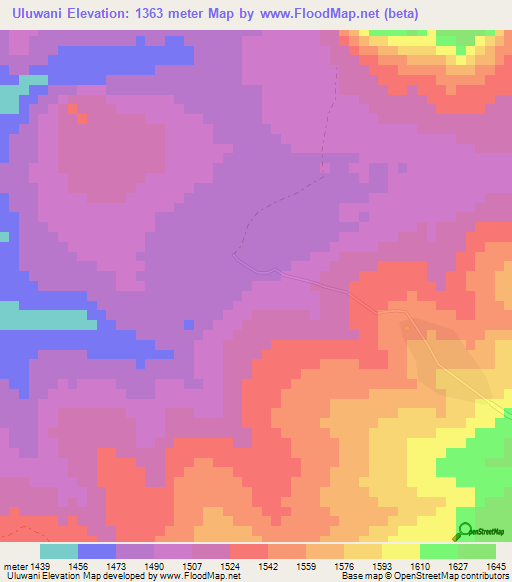 Uluwani,Tanzania Elevation Map