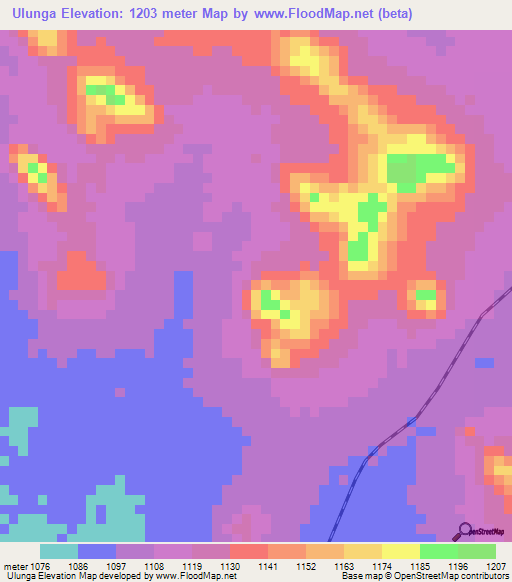 Ulunga,Tanzania Elevation Map