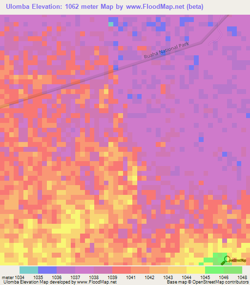 Ulomba,Tanzania Elevation Map