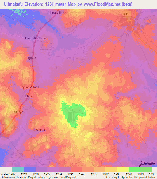 Ulimakafu,Tanzania Elevation Map