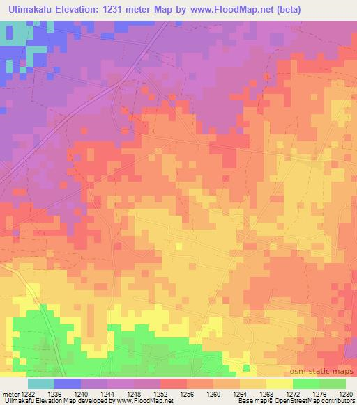 Ulimakafu,Tanzania Elevation Map