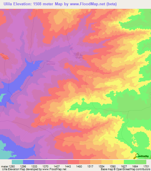 Ulila,Tanzania Elevation Map