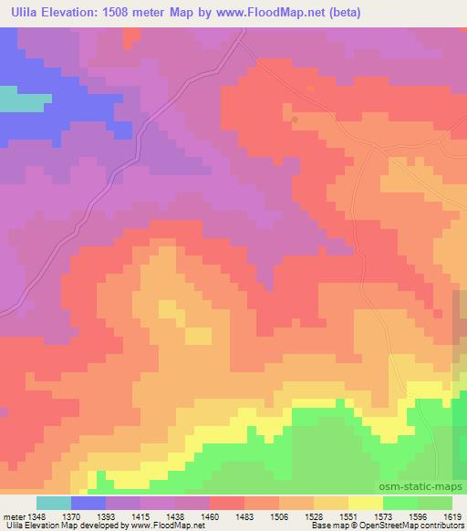 Ulila,Tanzania Elevation Map