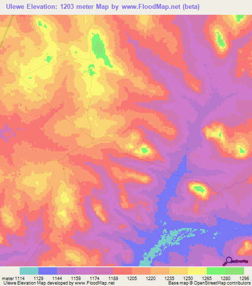 Ulewe,Tanzania Elevation Map