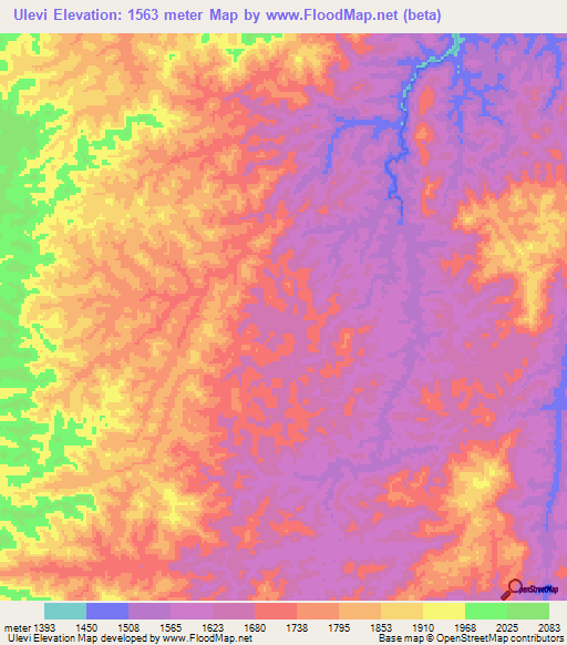 Ulevi,Tanzania Elevation Map