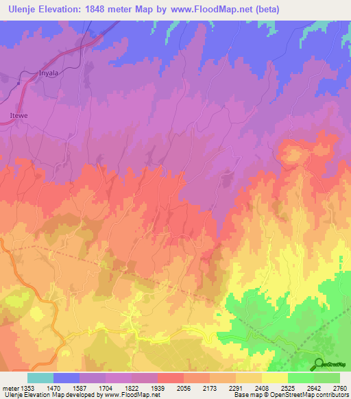 Ulenje,Tanzania Elevation Map