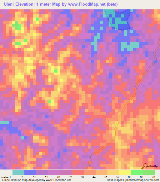 Uleni,Tanzania Elevation Map