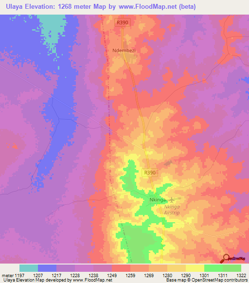 Ulaya,Tanzania Elevation Map