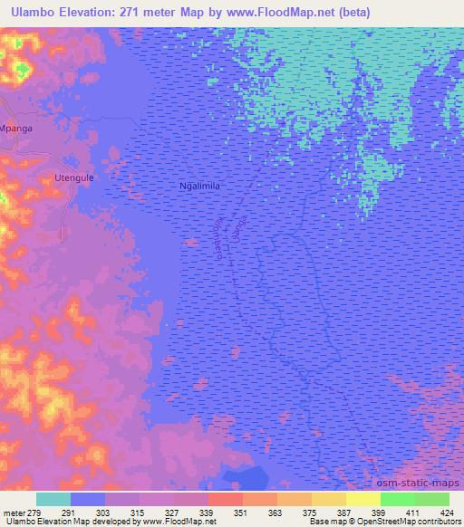 Ulambo,Tanzania Elevation Map