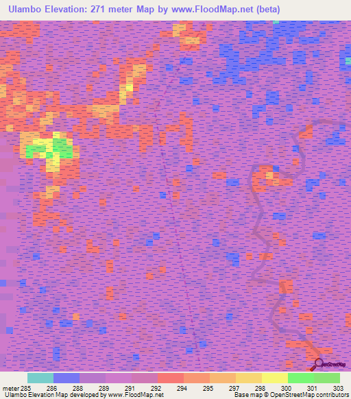 Ulambo,Tanzania Elevation Map