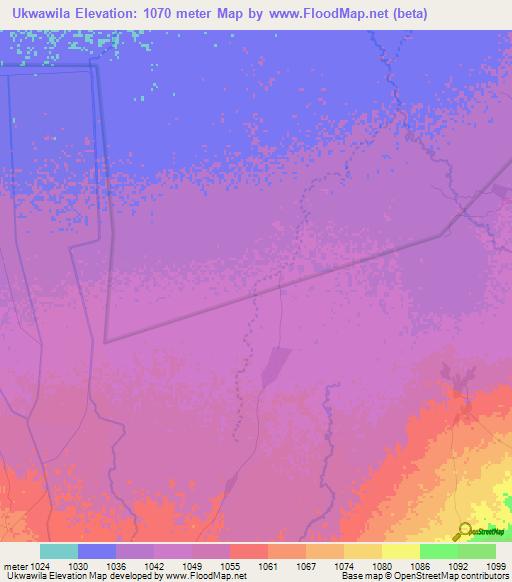 Ukwawila,Tanzania Elevation Map