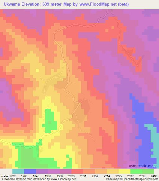 Ukwama,Tanzania Elevation Map