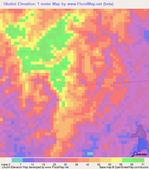 Ukutini,Tanzania Elevation Map