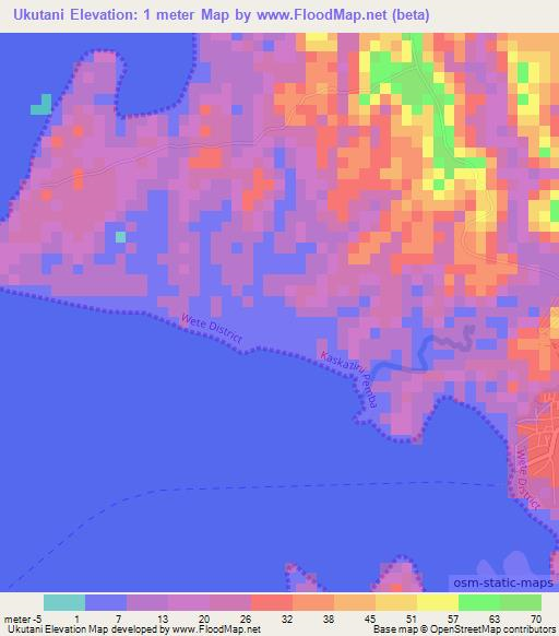 Ukutani,Tanzania Elevation Map