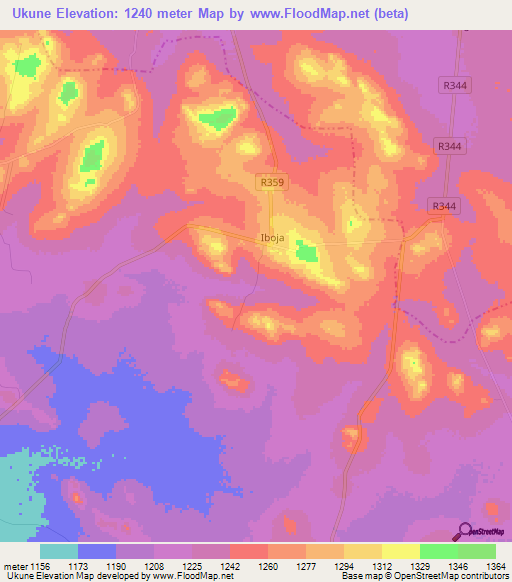 Ukune,Tanzania Elevation Map