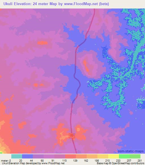 Ukuli,Tanzania Elevation Map