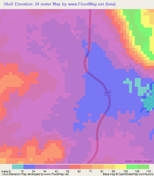 Ukuli,Tanzania Elevation Map