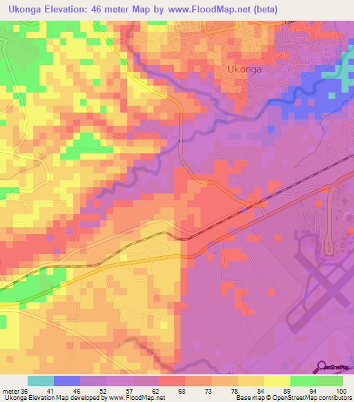 Ukonga,Tanzania Elevation Map