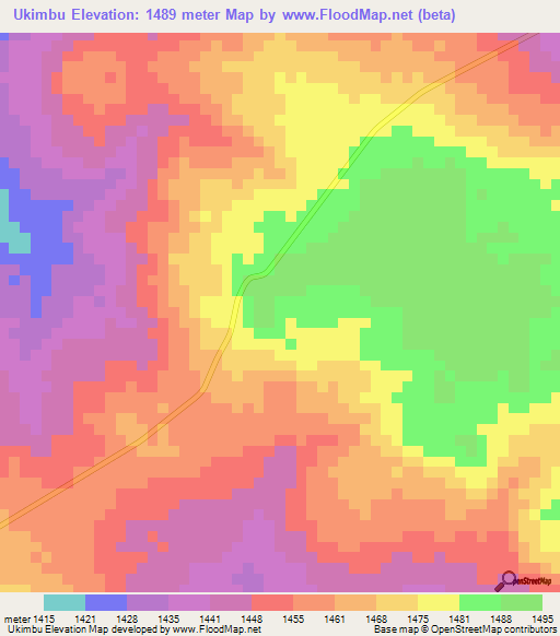 Ukimbu,Tanzania Elevation Map