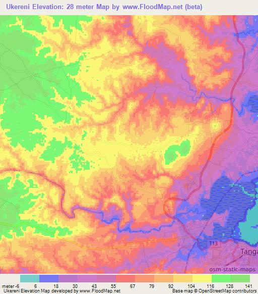 Ukereni,Tanzania Elevation Map