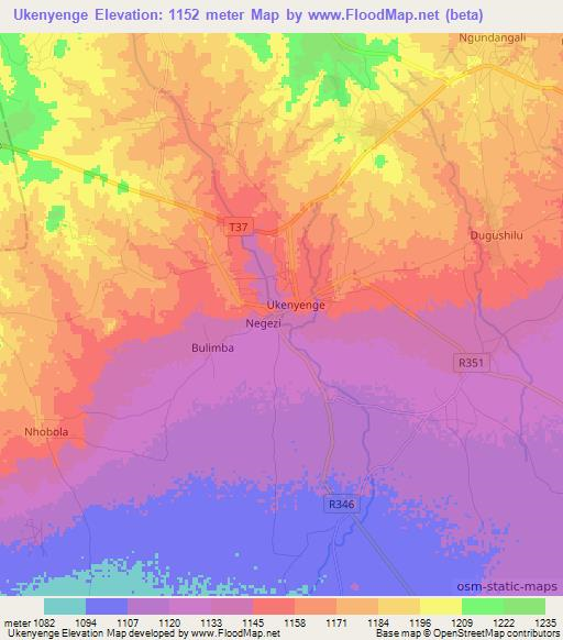 Ukenyenge,Tanzania Elevation Map