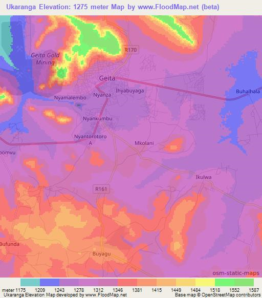 Ukaranga,Tanzania Elevation Map