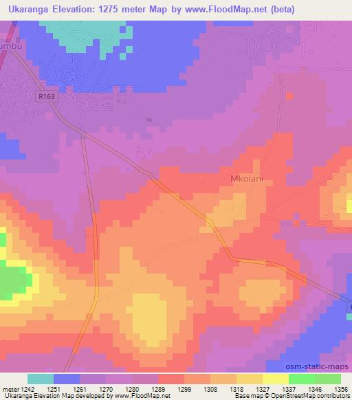 Ukaranga,Tanzania Elevation Map