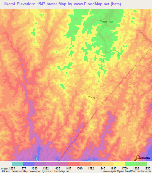 Ukami,Tanzania Elevation Map