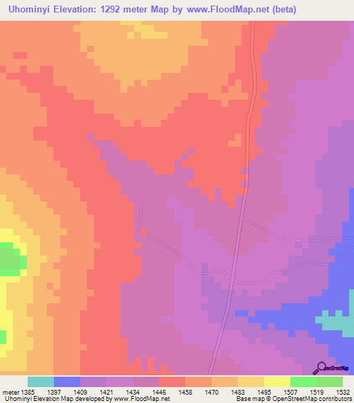 Uhominyi,Tanzania Elevation Map