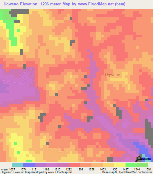 Ugweno,Tanzania Elevation Map