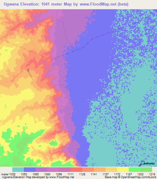 Ugwana,Tanzania Elevation Map