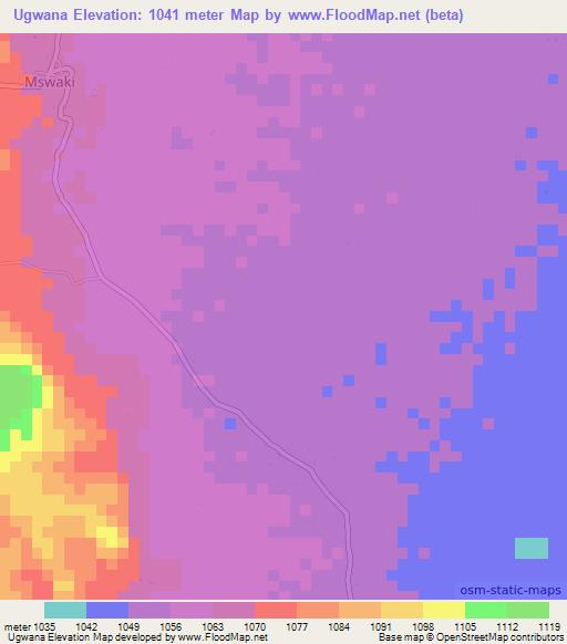 Ugwana,Tanzania Elevation Map