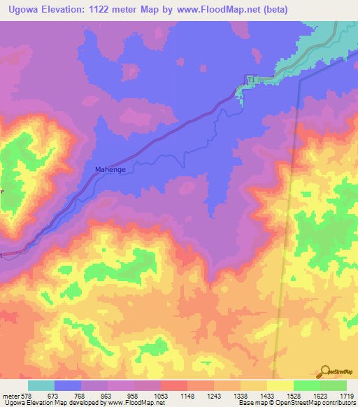 Ugowa,Tanzania Elevation Map