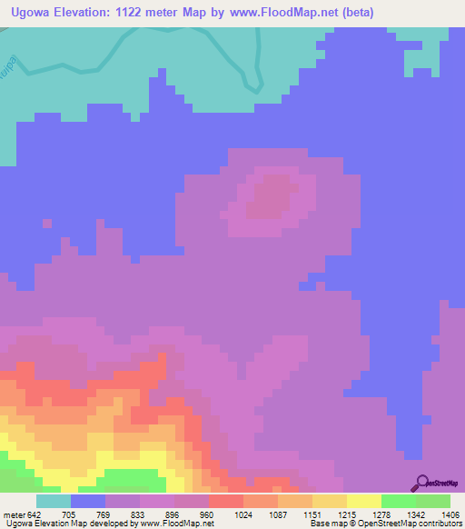 Ugowa,Tanzania Elevation Map