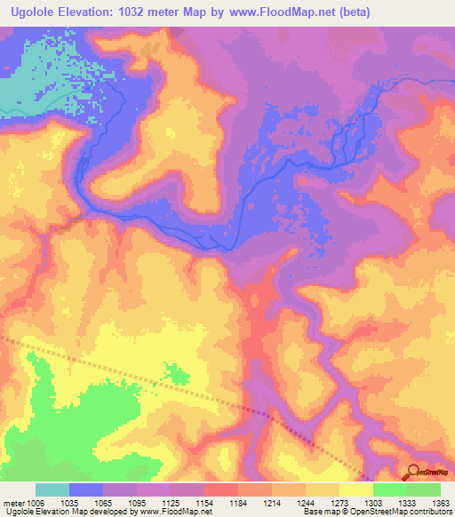 Ugolole,Tanzania Elevation Map