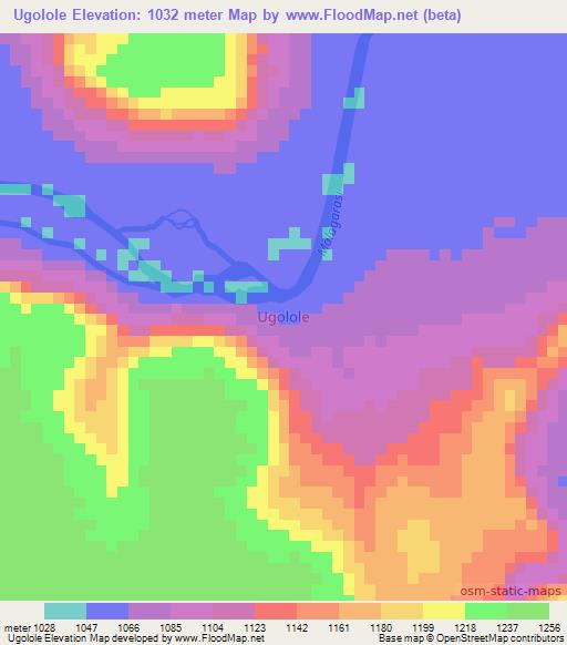 Ugolole,Tanzania Elevation Map