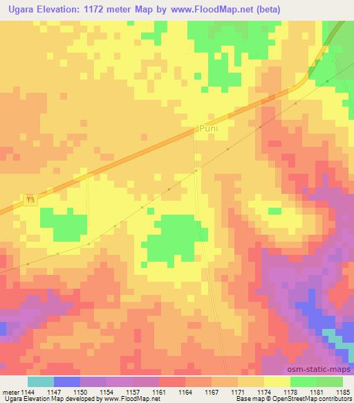 Ugara,Tanzania Elevation Map