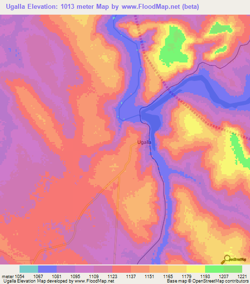 Ugalla,Tanzania Elevation Map